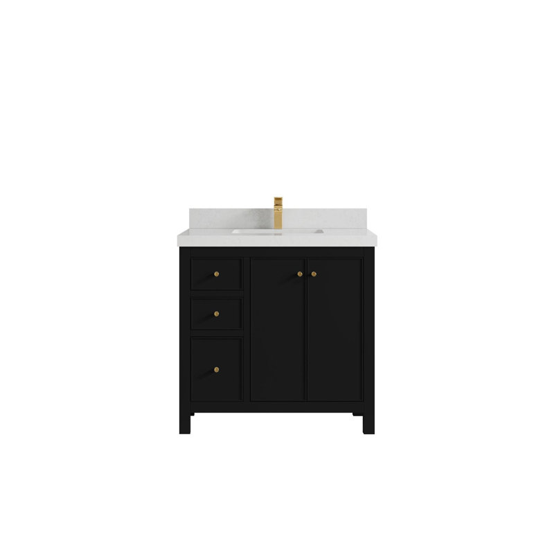 Ensemble de meuble-lavabo simple 36 po Chicago, Quartz de Carrare