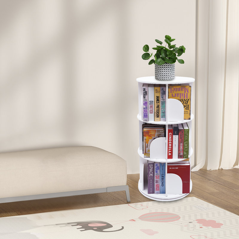 Kuerten 38.2" H x 18" W (3-tier)/62.6"H x 18"W (5-tier) 360°Rotating Corner Bookcase , (3 Shelves) 38.2" H x 18" W x 18" D