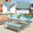 Aoodor 3-Piece 63" Metal Outdoor Patio Dining Set with Rectangular Table and Benches-1402230104