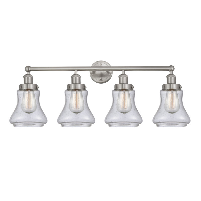 Éclairage pour meuble-lavabo à 4 lumières à intensité variable Asadbek, Mercurisé, Nickel satiné brossé