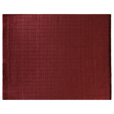Blocks handloomed Viscose Red Area Rug