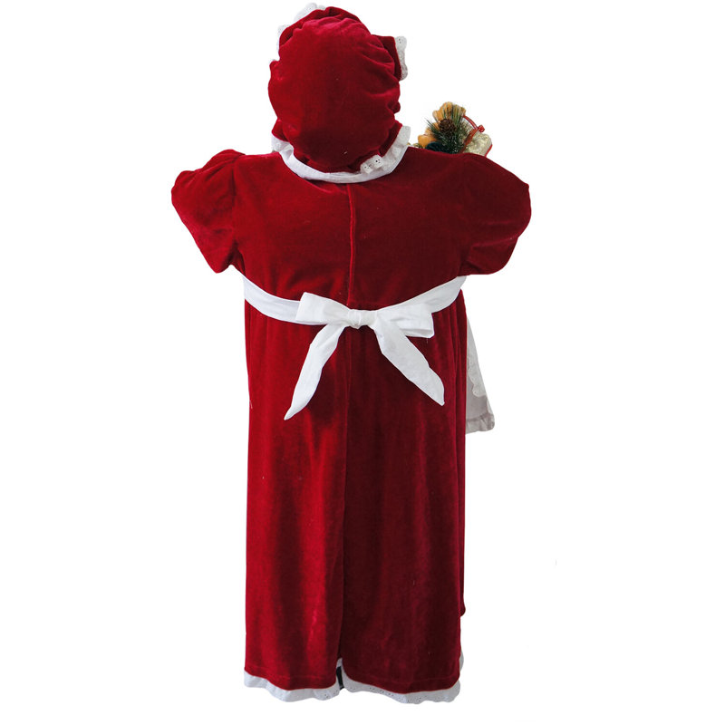 3-Ft Red Velvet and White Apron Mrs. Claus Animatronic