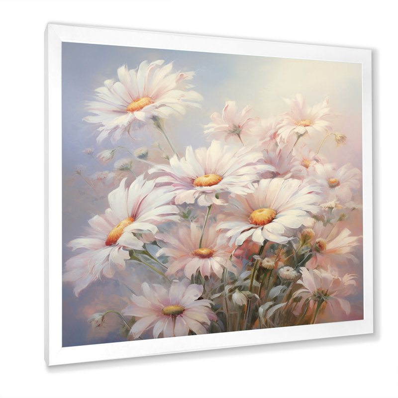 " Minimalism Daisy Impression I ", White Single Picture Framed, 36" H x 36" W x 1.5" D
