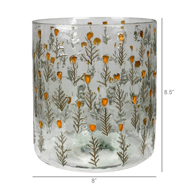 Tiny Flower Hurricane, Glass - Lrg, 8.5" H x 8" W x 8" D