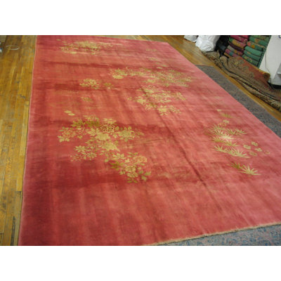 Hand Knotted Wool Area Rug in Pink