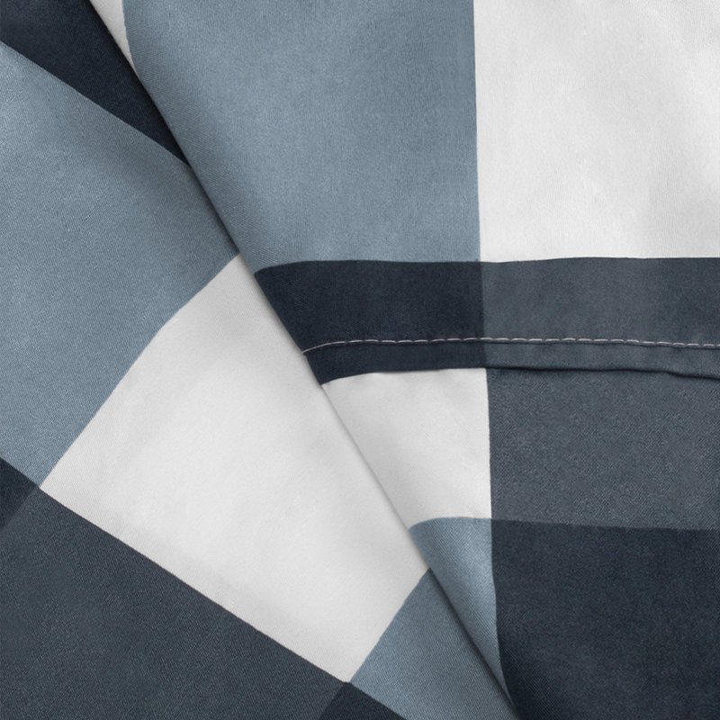 Ensemble de draps en microfibre Bare Home, Ensemble de draps pour lit simple TG + 1 drap-hous, Bleu guingan