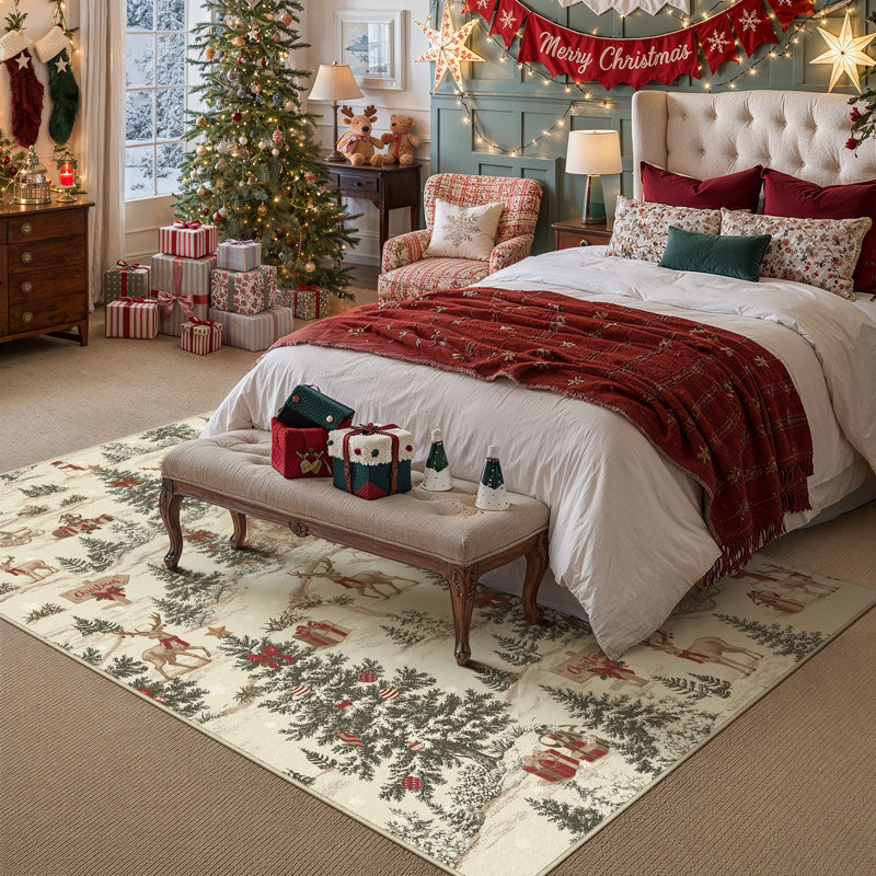 Tapis décoratif Softra motif sapin de Noël, Rectangulaire 9 pi x 12 pi