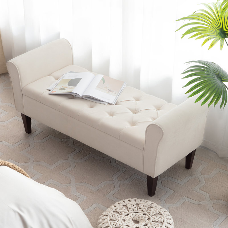 Banc de rangement à couvercle rabattable Fatheha, Beige