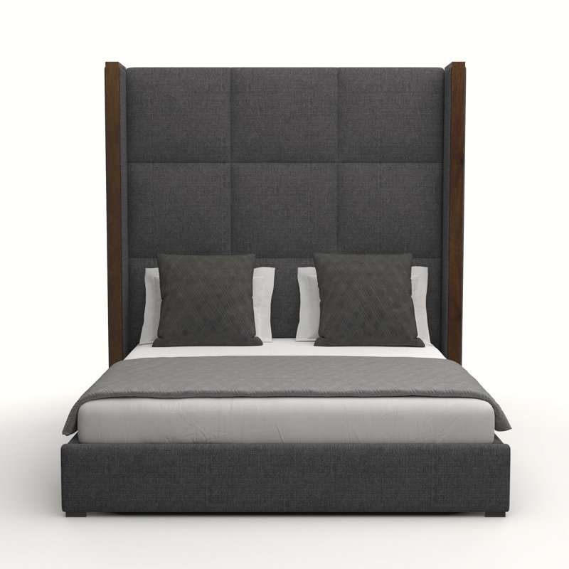 Dipson Upholstered Wingback Bed, Charcoal Revolution®, Queen (High)