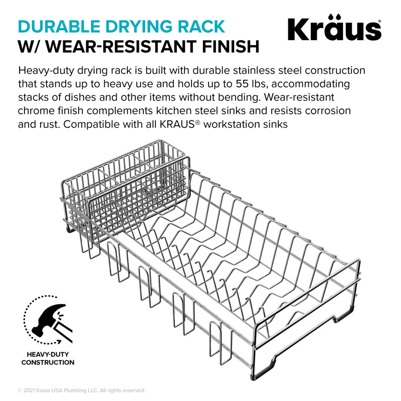 Stainless Steel Over-the-Sink Dish Drying Rack with Utensil Holder