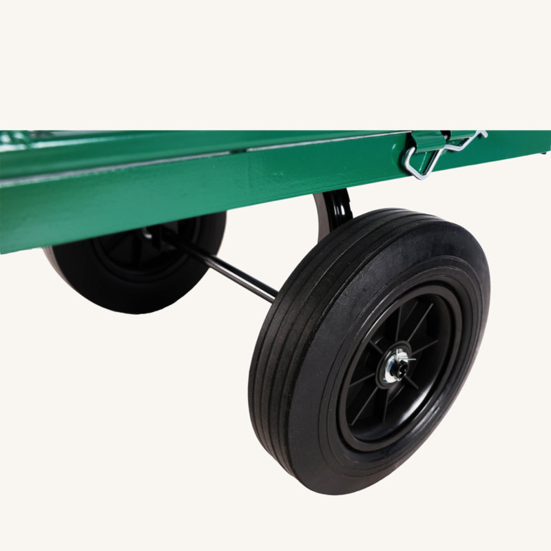 Green Steel Mesh Garden Wagon with Solid Wheels