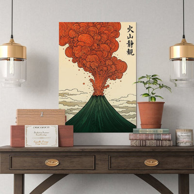 Canvas Wall Art Volcano Eruption Japanese Style Wall Decor Vintage Poster Print Home Decor