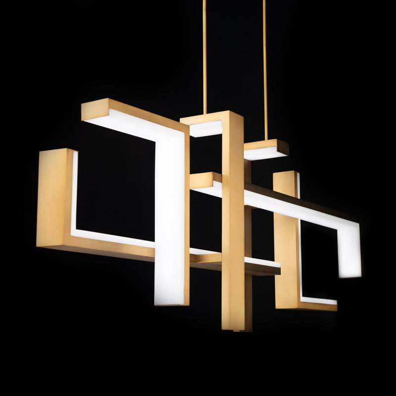 Luminaire suspendu carré à 1 lumière Jackal, Laiton vieilli