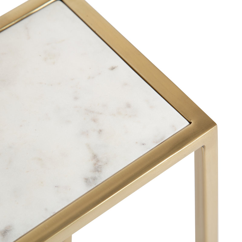 Table de bout Marisol, Plateau en marbre blanc / base dorée