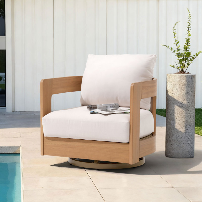 Chaise de patio d'extérieur pivotante avec coussins, Beige