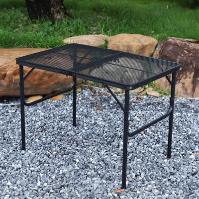 Table de camping pliante en aluminium 35 po x 24 po, table portative à hauteur réglable (16 à 25 po), plateau de table léger en métal pour l'intérieur / extérieur, la plage, les pique-niques et les voyages en véhicule récréatif (noir)