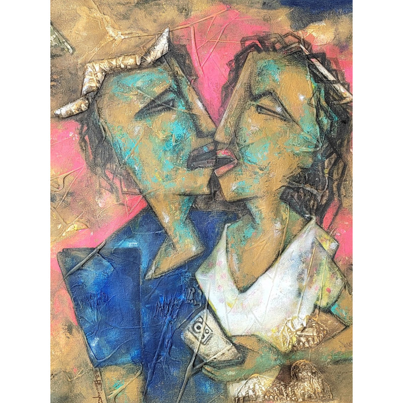 Le Baiser | Technique mixte sur toile | Par Dhananjoy Das
