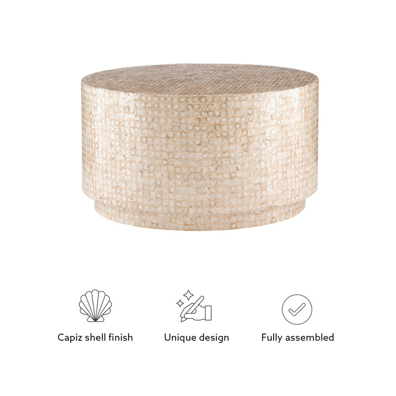 Round Gold Capiz Shell Mosaic Coffee Table