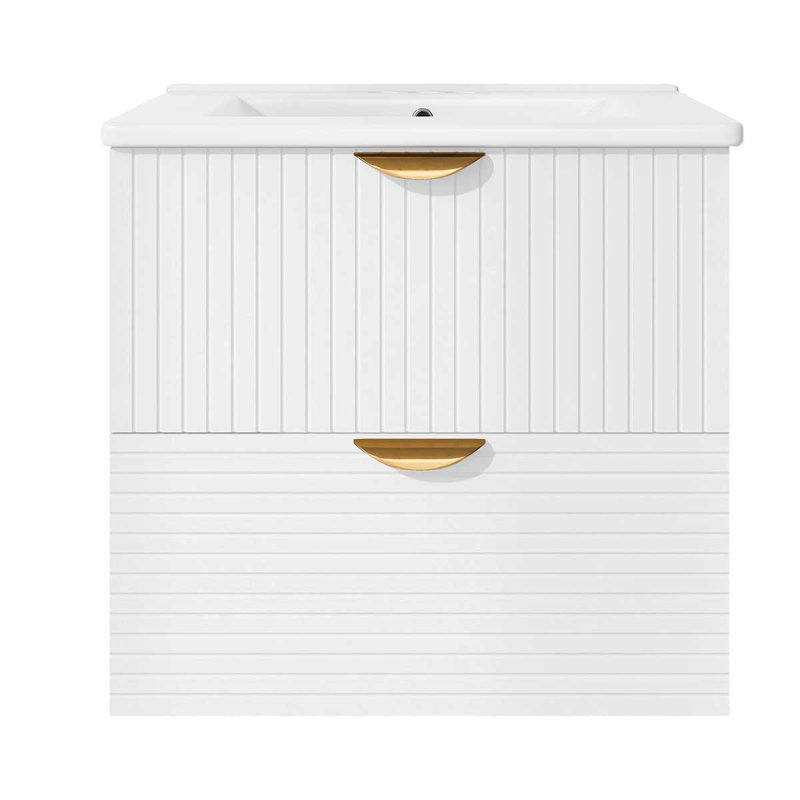Meuble-lavabo mural moderne 24 po avec 2 tiroirs, Blanc