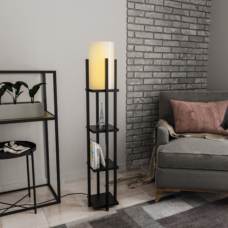 Lampe de plancher, Noir, noir, noir, noir, Blanc / Blanc