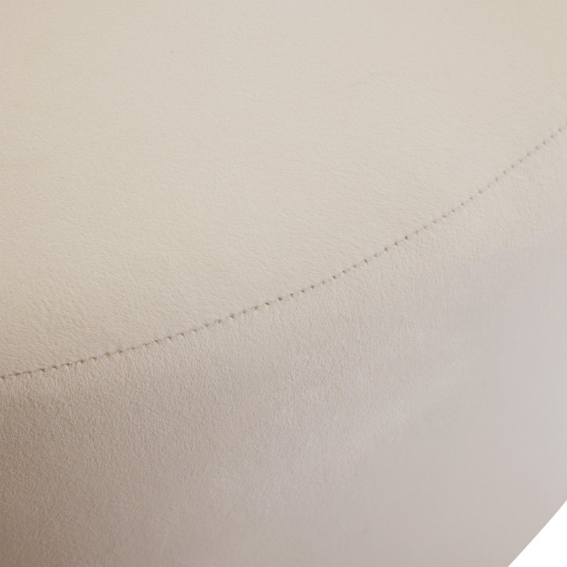 Repose-pieds rond rembourré, Crème, Velours