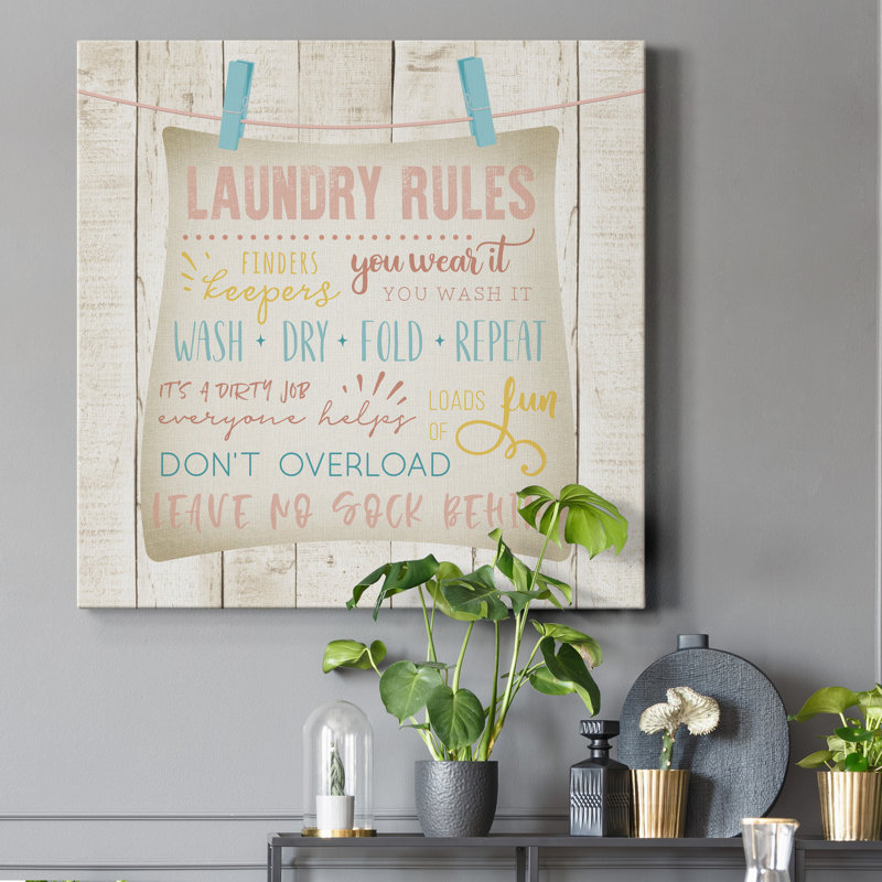 Laundry Laundry - Reproduction d'art textuel sur toile tendue, H 32 po x l 32 po x P 1 po