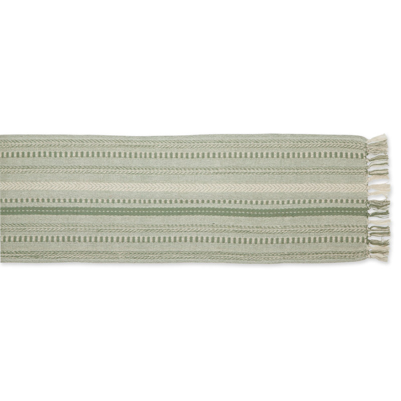 Elco Striped Table Runner, Artichoke Green, 15'' x 72''