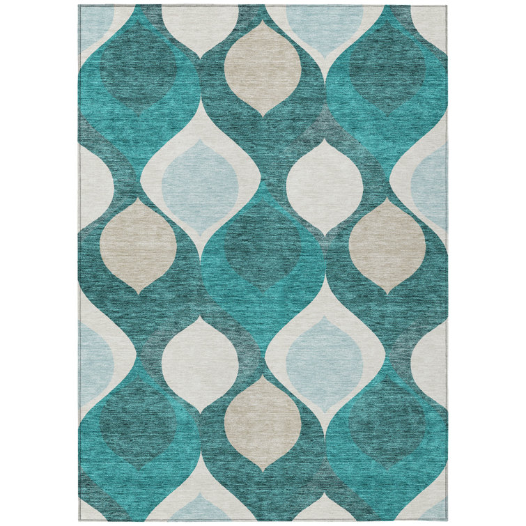 Washable Geometric Indoor / Outdoor Rug