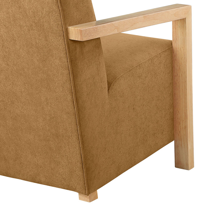 Chaise avec accoudoirs rembourrée Brynnly, Tissu brun