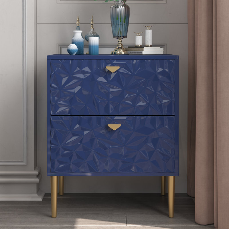 Table de chevet 2 tiroirs Baity, Bleu