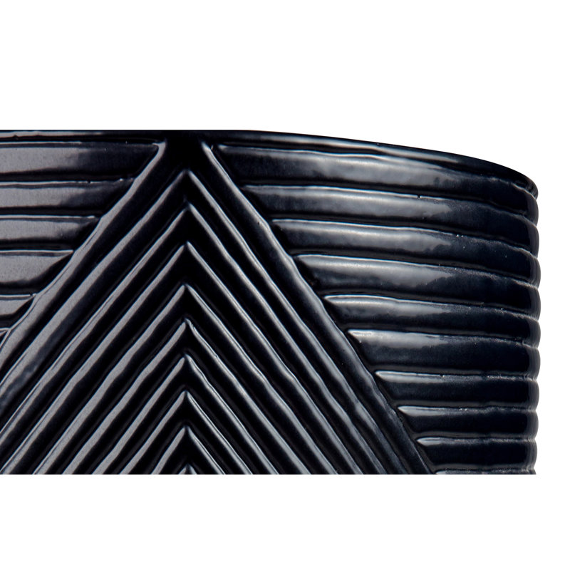 Provenance Signature Handmade Ceramic Planter, Gloss Coal