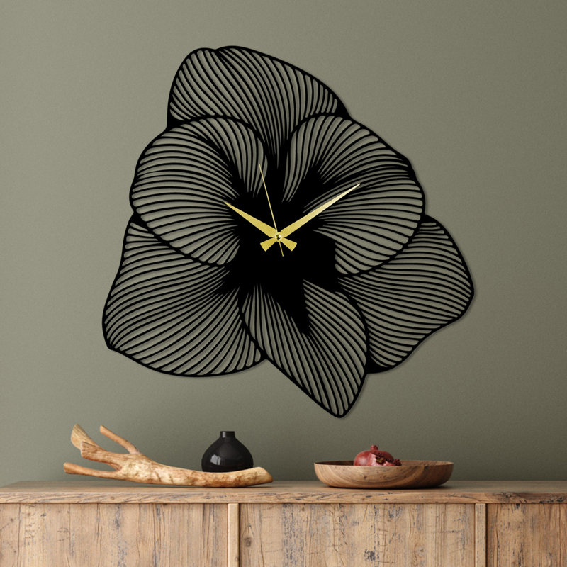 Amealia Wall Clock, Black, 70" H x 70" W x 0.15" D