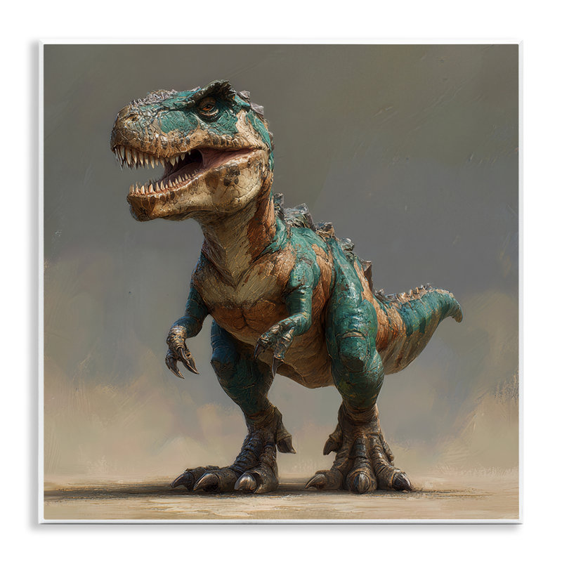 Turquoise T-Rex Study Wall Plaque, design by Wumples