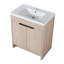 Meuble-lavabo de salle de bain avec lavabo en résine blanche inclus. 30 pouces autoportantes, 2 portes d'armoire. Contreplaqué, tablette réglable. Poignées en métal. Étagère autoportante en chêne clair 30 po. Portes à fermeture en douceur,-1688329171-1688329183