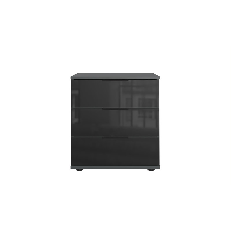 Ramont 52cm W Particle Board / Chipboard Bedside Table, Black