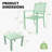 3-Piece Outdoor Bistro Set, Stackable Chairs and Table, Metal Patio Furniture, Balcony, Green-2080699474