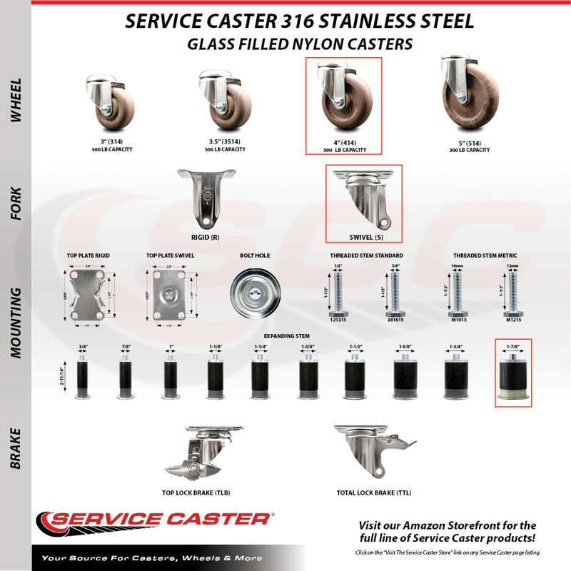 High Temp Glass Filled Nylon Caster