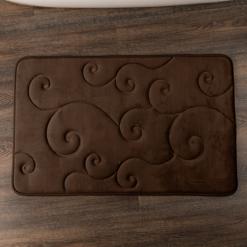 Lavish Home Set of 2 Memory Foam Bath Mats, Brown, Chocolate
