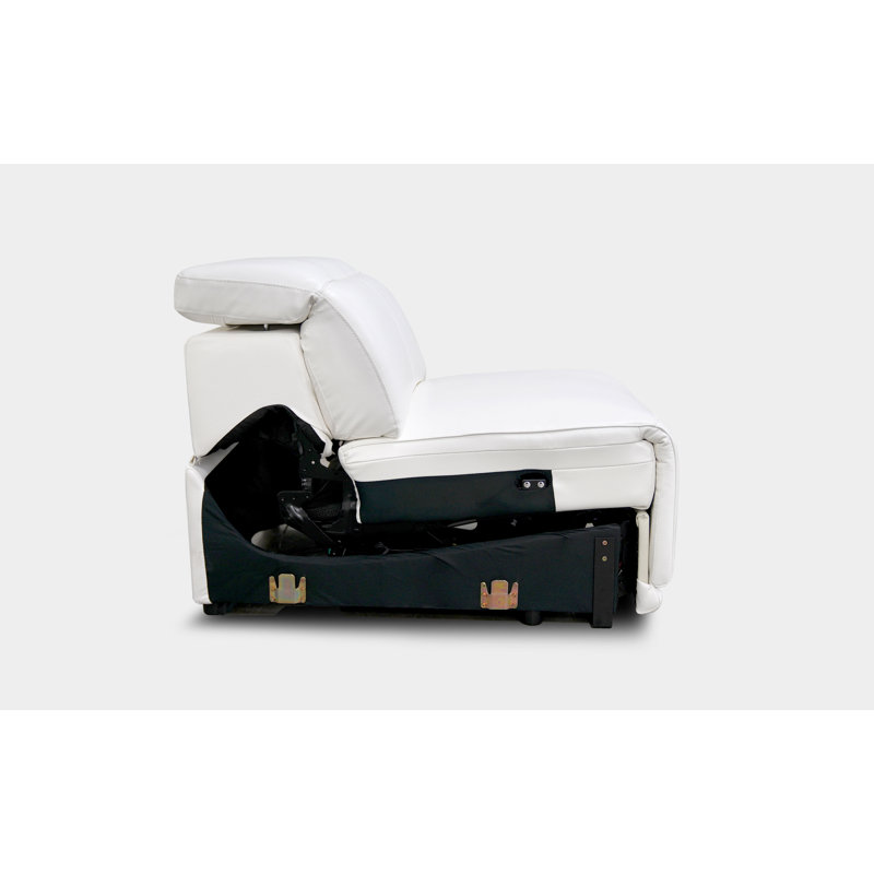 Fauteuil inclinable électrique standard en cuir véritable, Blanc