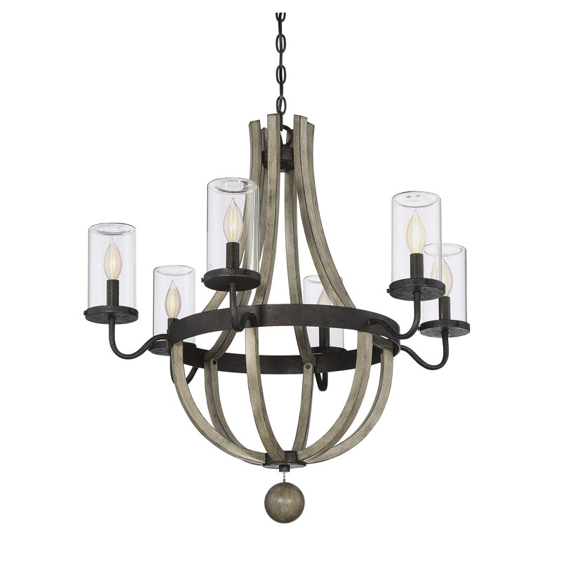 Mallie Rustic Two-Tone Metal and Glass Outdoor Chandelier