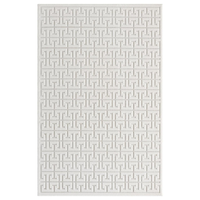 Tapis moderne à motif géométrique à treillis, Rectangle 5 pi x 7 pi