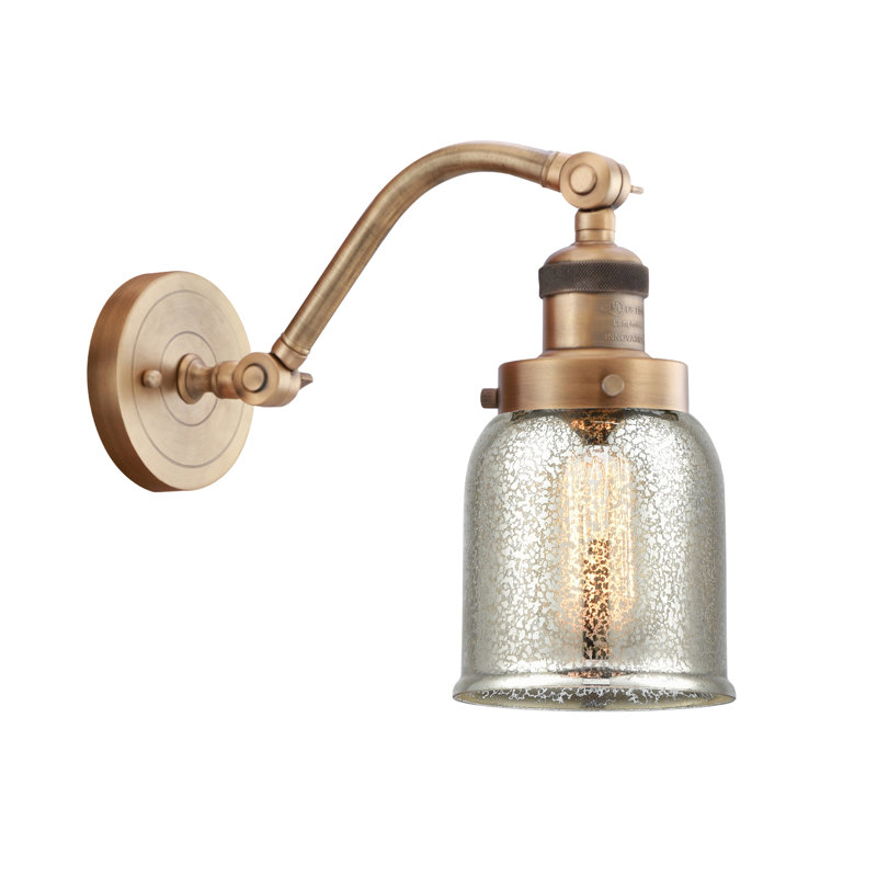Norberto Armed Sconce, Silver Plated Mercury, 6 Watt Vinage LED Bulb, Brushed Brass