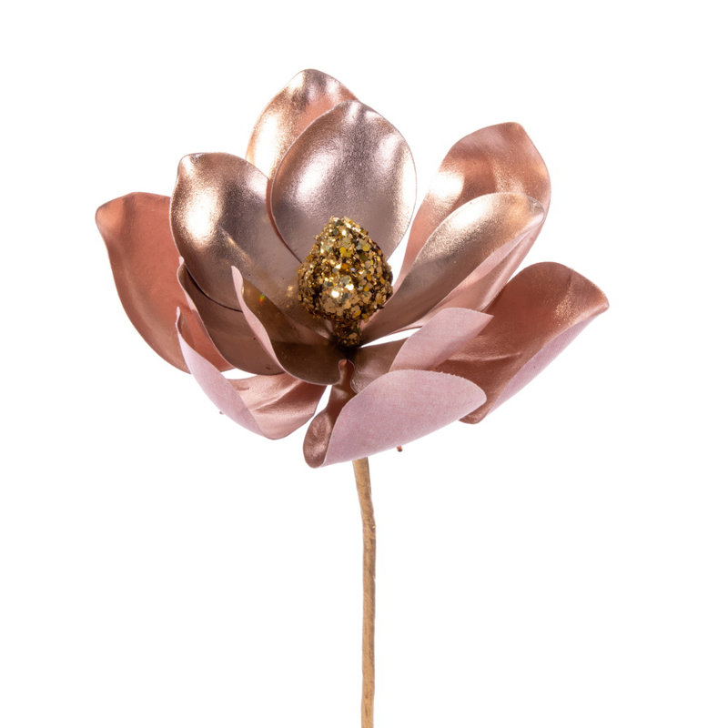 Vickerman 13" Artificial Magnolia Pick 3/Bag. Includes three pieces per bag., Gold