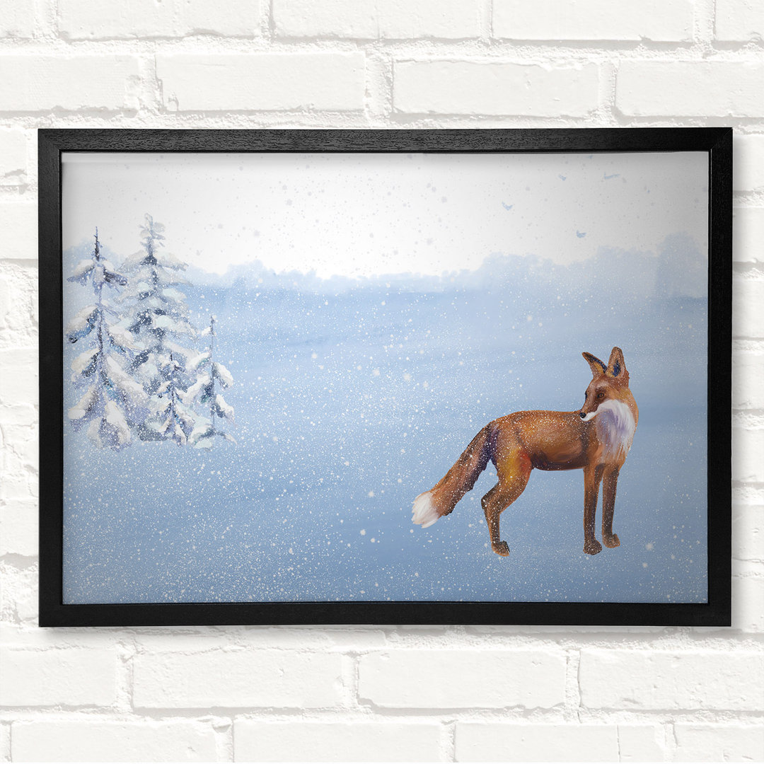 Gerahmtes Leinwandbild Fox In The Delicate Snow