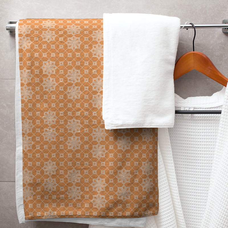 Serviette de bain classique en treillis, Orangé