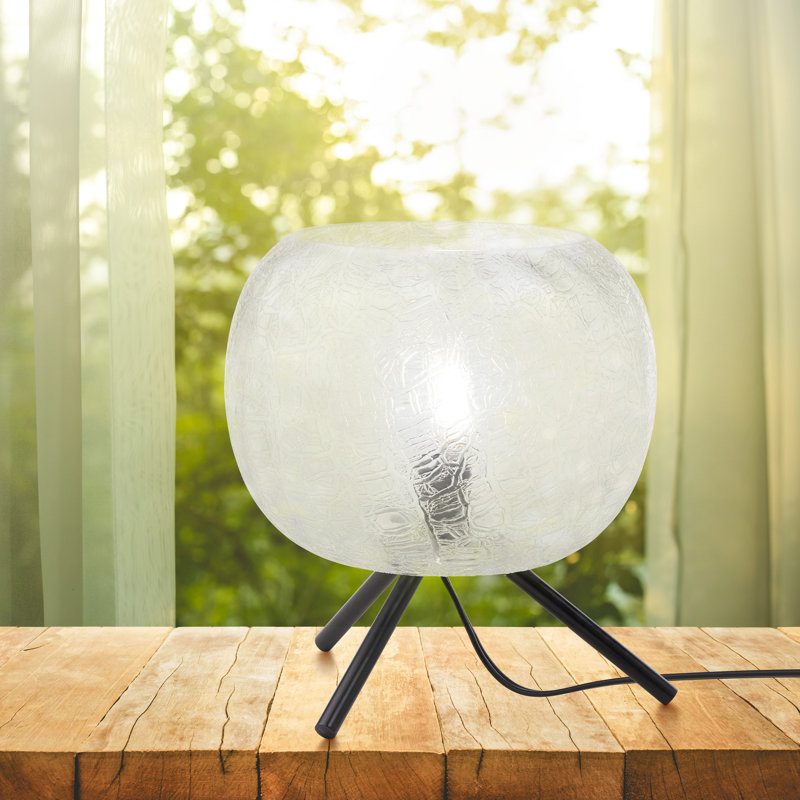 11.5"H Libby Black Tripod Table Lamp With A Clear Textured Glass Globe Shade