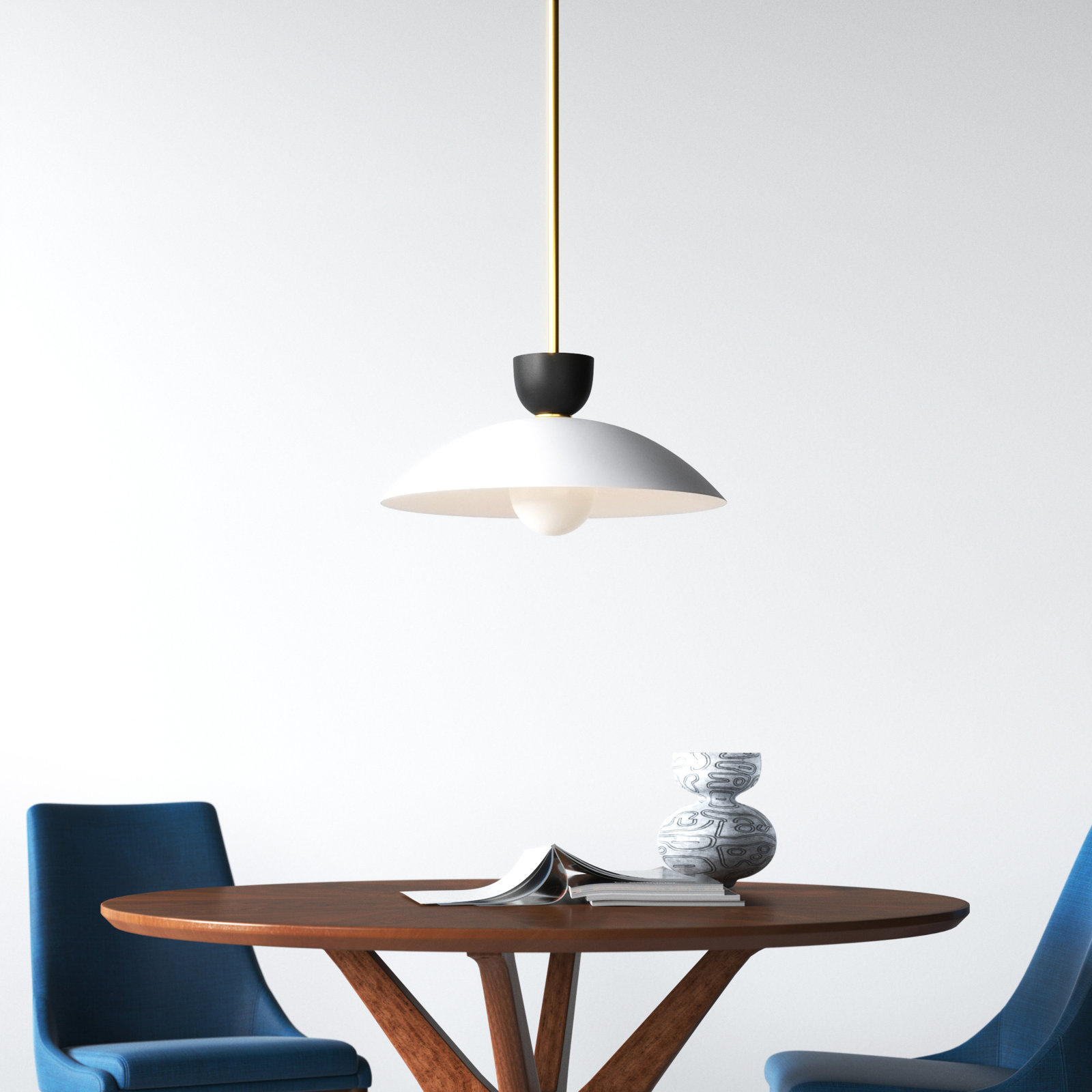 Viera Single Light Metal Pendant, Aged Brass, 10" H x 19.75" W x 19.75" D