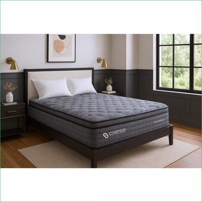 Mattresses, Queen 14" Hybrid Pocket Innerspring + Memory Foam Mattress, Foam Encased | Gray+Gray | Foam+Spring
