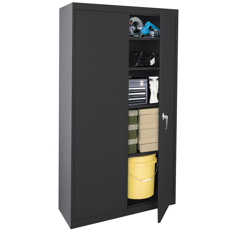 Armoire de rangement simple en acier de calibre 20 (H 72 po x l 36 po x P 18 po), Noir