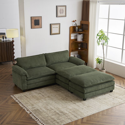 90'' W Green Green Corduroy Cloud Sectionals